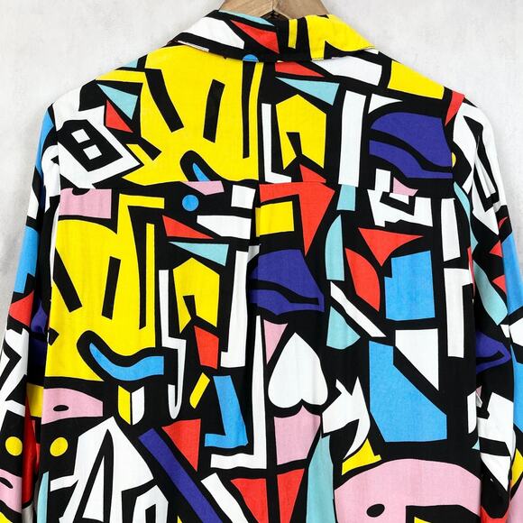 VTG Big Dart Womens Top Size US 10 Geometric Pop Art 90s Retro Maximalist Rayon - Picture 5 of 11